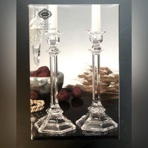 New In Box ShannoN Harmony Crystal Candle Stick Pair